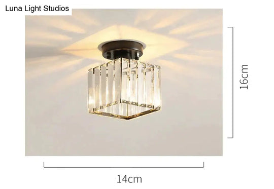 Creative Simple Modern Square Crystal Corridor Porch Ceiling Lamp