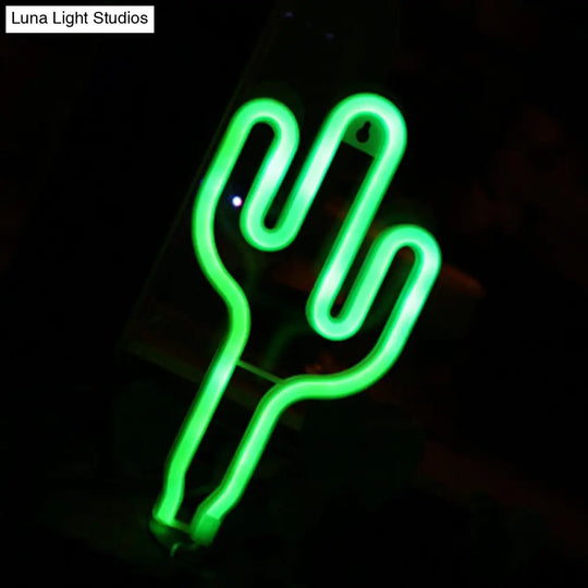 Creative Usb Operated Plastic Cactus Mini Night Lamp - White Led Wall Lighting