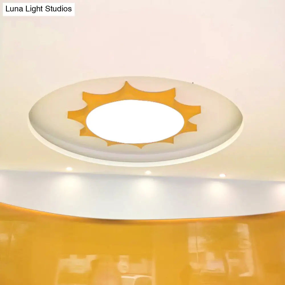 Creative Yellow Sun Acrylic Led Flush Mount Ceiling Light Fixture For Kindergarten / 26