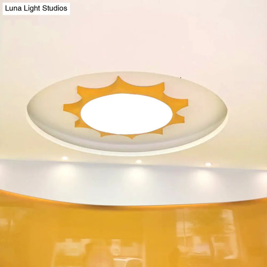 Creative Yellow Sun Acrylic Led Flush Mount Ceiling Light Fixture For Kindergarten / 26