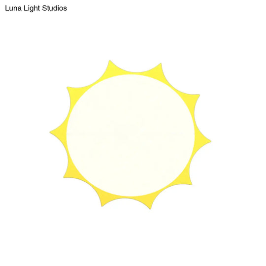 Creative Yellow Sun Acrylic Led Flush Mount Ceiling Light Fixture For Kindergarten