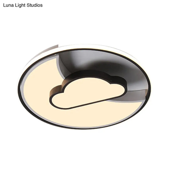 Crescent & Cloud Cartoon Led Flush Mount Ceiling Lamp For Study Room