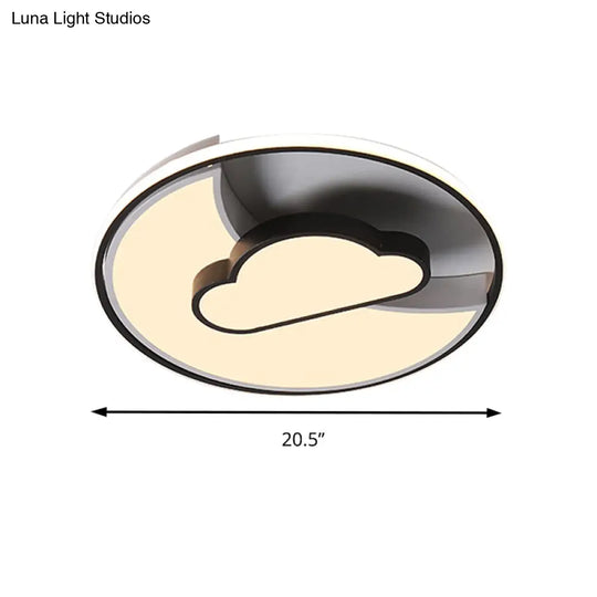 Crescent & Cloud Cartoon Led Flush Mount Ceiling Lamp For Study Room