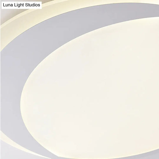 Crescent Led Ceiling Light For Kids Bedroom - Simple Acrylic Flush Lamp In White