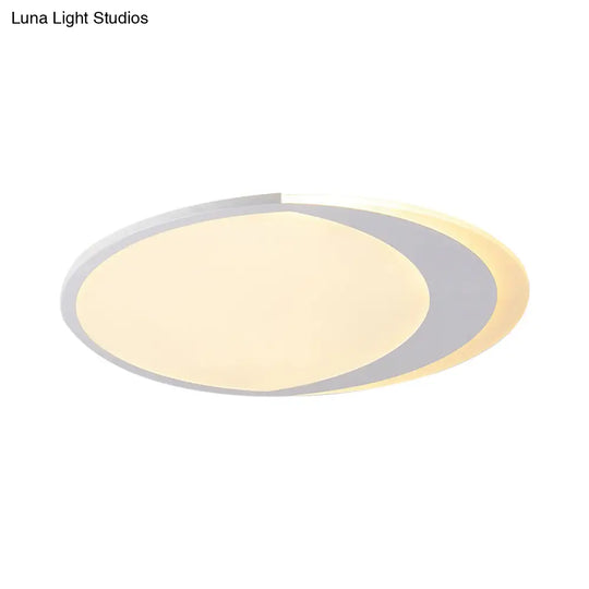 Crescent Led Ceiling Light For Kids Bedroom - Simple Acrylic Flush Lamp In White