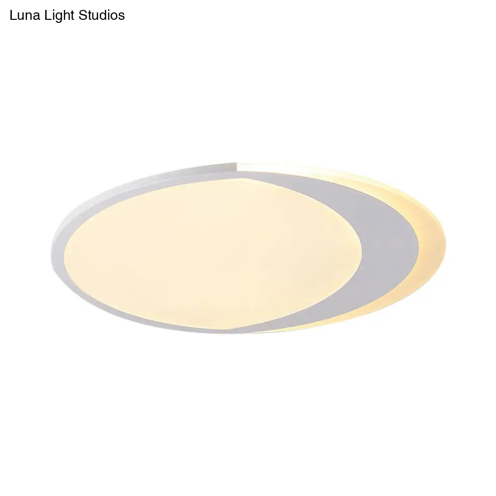 Crescent Led Ceiling Light For Kids’ Bedroom - Simple Acrylic Flush Lamp In White