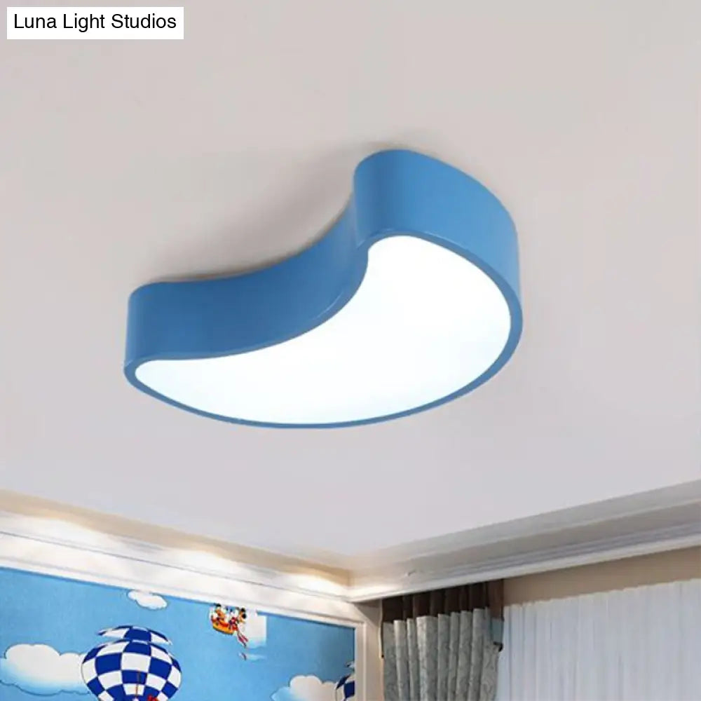 Crescent Led Flushmount Nursery Ceiling Light Fixture Blue