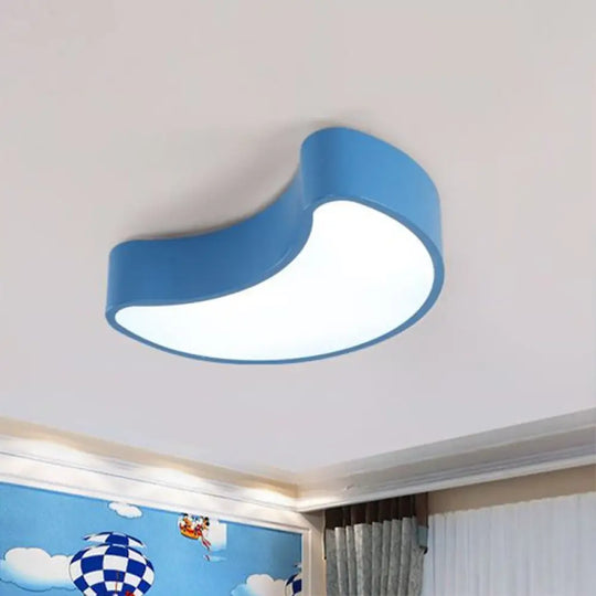 Crescent Led Flushmount Nursery Ceiling Light Fixture Blue