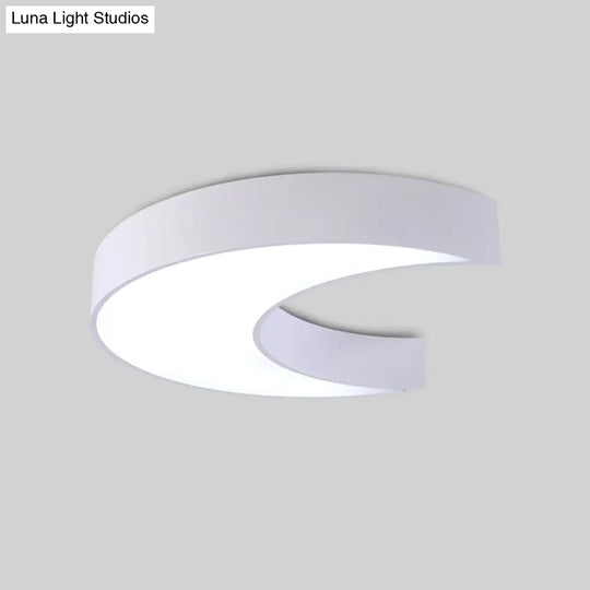 Crescent Moon Led Children Flush Mount Fixture In White/Yellow/Blue - Bedchamber Lighting