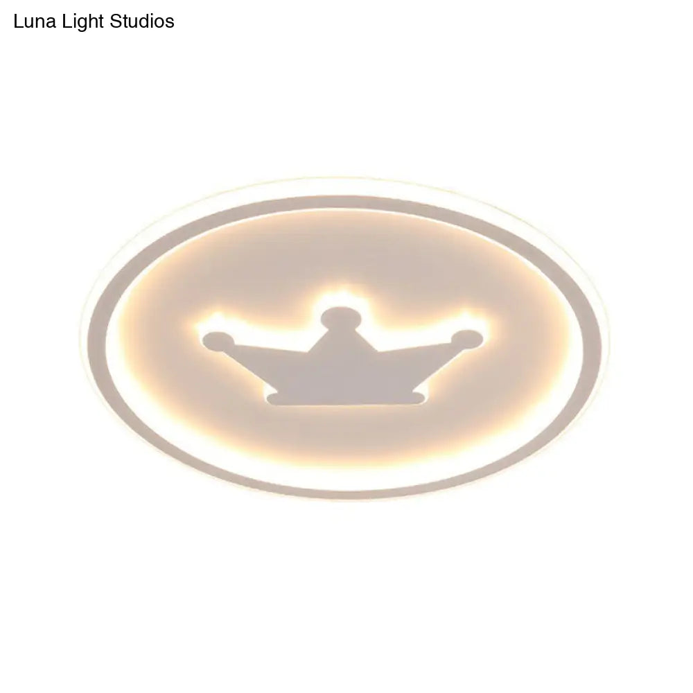 Crown Led Flush Mount Acrylic Bedroom Ceiling Light With Halo Ring