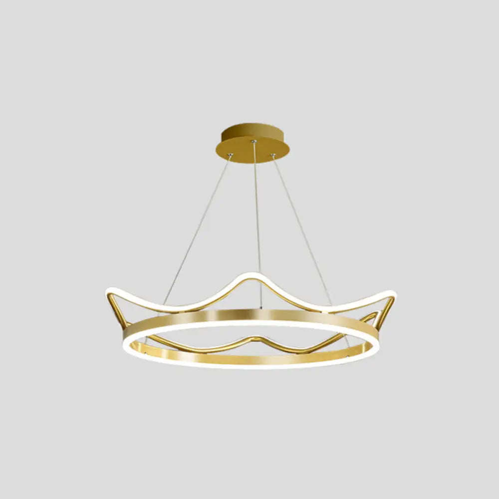 Crown Suspension Pendant Light For Kids Bedroom With Metallic Finish Gold / 20.5(53Cm)