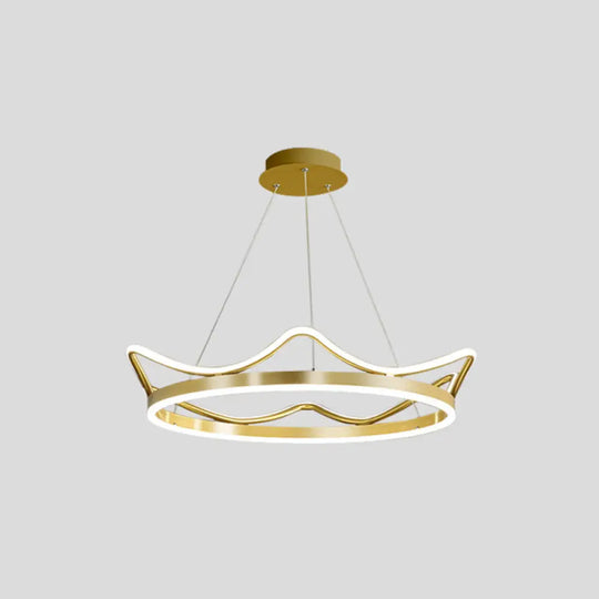 Crown Suspension Pendant Light For Kids Bedroom With Metallic Finish Gold / 20.5(53Cm)