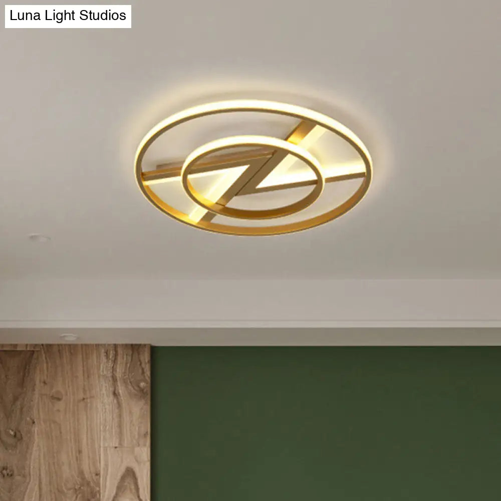 Crown/V-Shaped Acrylic Ceiling Mount Led Golden Flushmount Light - Kids Style Living Room