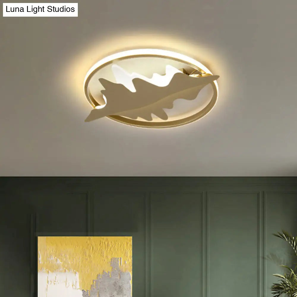 Crown/V-Shaped Acrylic Ceiling Mount Led Golden Flushmount Light - Kids Style Living Room Gold /