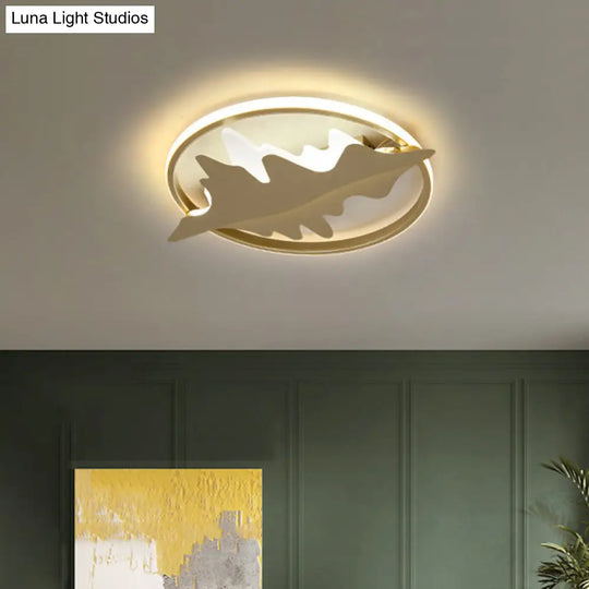 Crown/V-Shaped Acrylic Ceiling Mount Led Golden Flushmount Light - Kids Style Living Room Gold /