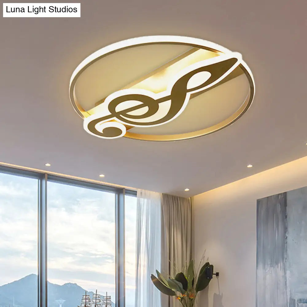 Crown/V-Shaped Acrylic Ceiling Mount Led Golden Flushmount Light - Kids Style Living Room Gold /