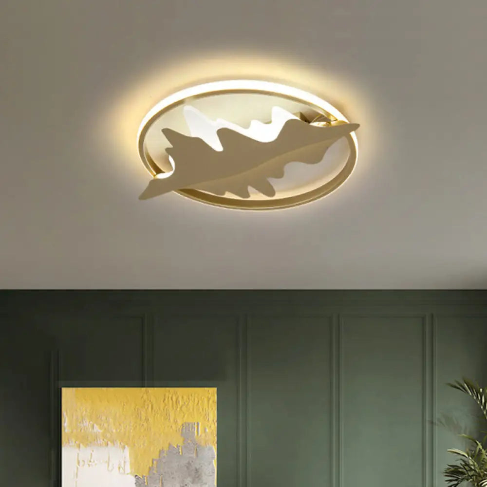Crown/V - Shaped Acrylic Ceiling Mount Led Golden Flushmount Light - Kids Style Living Room Gold /
