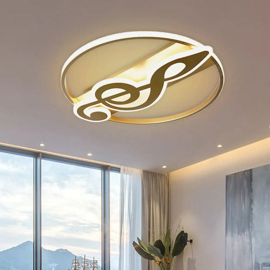 Crown/V - Shaped Acrylic Ceiling Mount Led Golden Flushmount Light - Kids Style Living Room Gold /