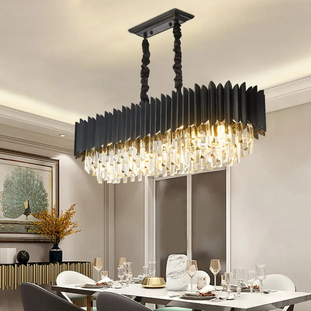 Crystal 6/8- Ceiling Suspension Chandelier Lamp Light In Black 6 / Pendant Lighting