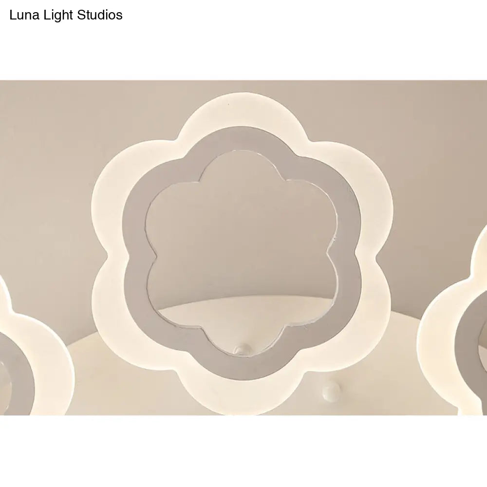 Crystal Ball Led Flush Mount Ceiling Light For Adult Bedroom - Elegant Petal Design In White