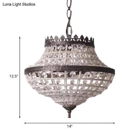 Crystal Beads Urn Pendant Light - Warehouse Chandelier For Bedroom 2 Bulbs Coffee