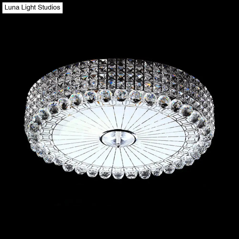 Crystal Beveled Flush Mount Led Ceiling Light In Silver/Gold 16/23.5 Inch Dia