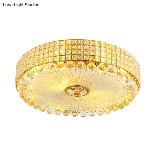 Crystal Beveled Flush Mount Led Ceiling Light In Silver/Gold 16/23.5 Inch Dia