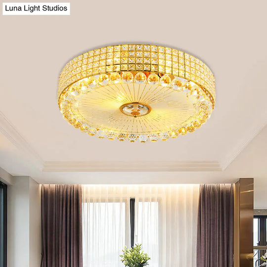 Crystal Beveled Flush Mount Led Ceiling Light In Silver/Gold 16/23.5 Inch Dia