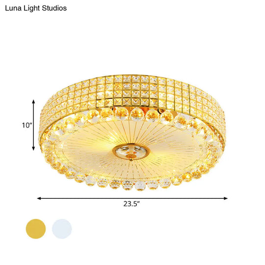 Crystal Beveled Flush Mount Led Ceiling Light In Silver/Gold 16/23.5 Inch Dia