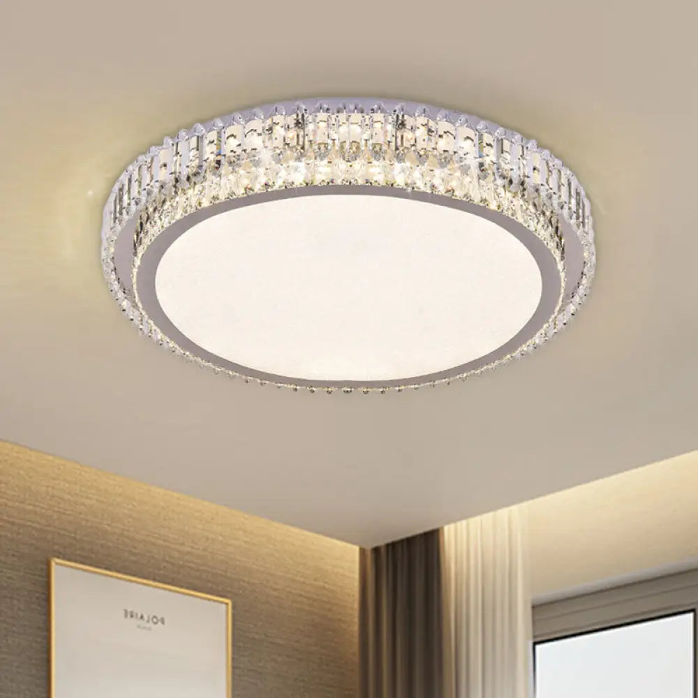 Crystal Block Led Ceiling Flush Mount With Clear Round Design - Sleek And Simplicity Lighting For