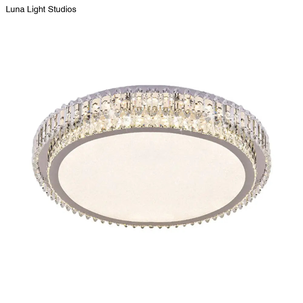 Crystal Block Led Ceiling Flush Mount With Clear Round Design - Sleek And Simplicity Lighting For