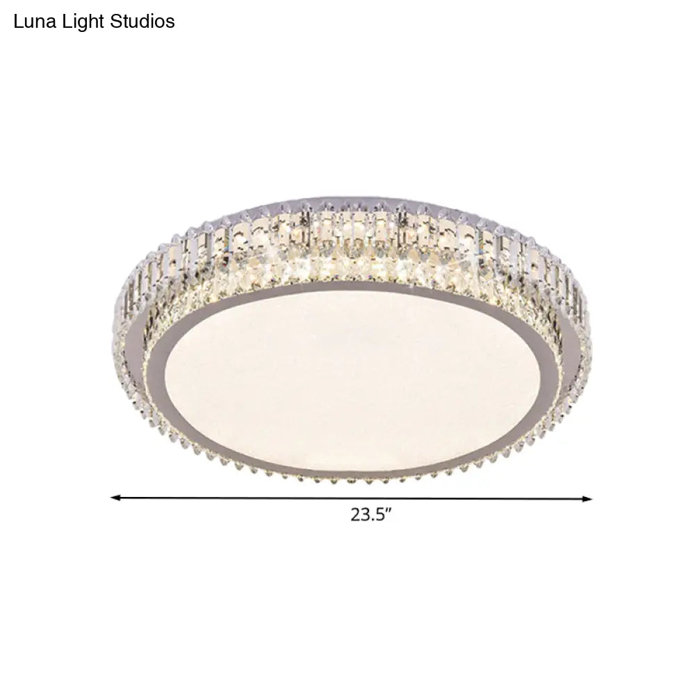 Crystal Block Led Ceiling Flush Mount With Clear Round Design - Sleek And Simplicity Lighting For