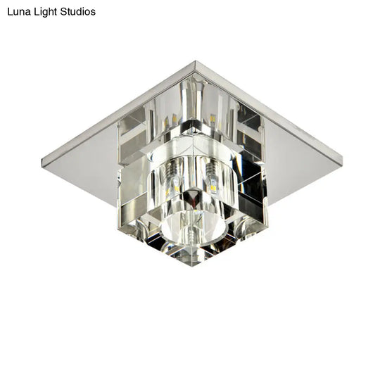 Crystal Block Led Ceiling Light - Stainless Steel Flush Mount