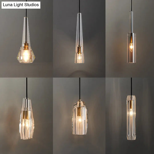 Crystal Block Pendant Light - Simplicity Meets Elegance In This 1-Light Brass Ceiling Fixture