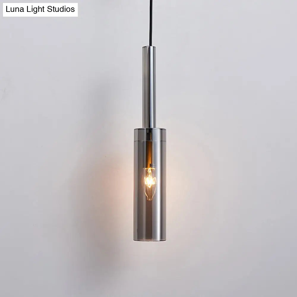 Modern Shaded Crystal Pendant Light - Simplicity Block Design Brass Ceiling Fixture