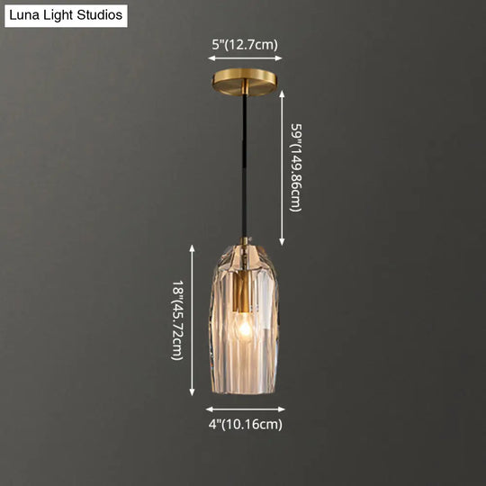 Crystal Block Pendant Light - Simplicity Meets Elegance In This 1-Light Brass Ceiling Fixture