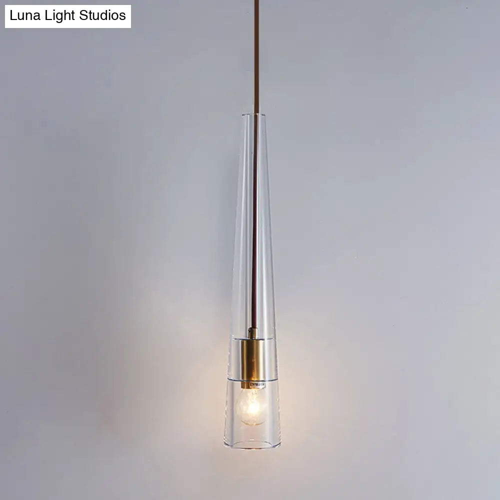 Modern Shaded Crystal Pendant Light - Simplicity Block Design Brass Ceiling Fixture