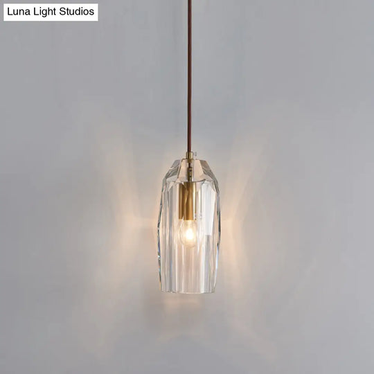 Crystal Block Pendant Light - Simplicity Meets Elegance In This 1-Light Brass Ceiling Fixture