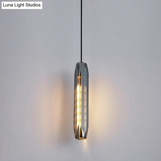 Modern Shaded Crystal Pendant Light - Simplicity Block Design Brass Ceiling Fixture