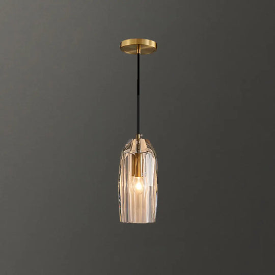 Crystal Block Pendant Light - Simplicity Meets Elegance In This 1-Light Brass Ceiling Fixture / Bell
