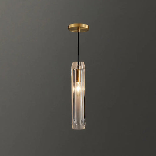 Crystal Block Pendant Light - Simplicity Meets Elegance In This 1-Light Brass Ceiling Fixture /