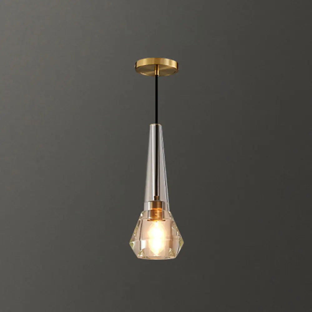 Crystal Block Pendant Light - Simplicity Meets Elegance In This 1-Light Brass Ceiling Fixture /