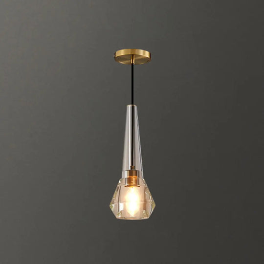 Crystal Block Pendant Light - Simplicity Meets Elegance In This 1-Light Brass Ceiling Fixture /