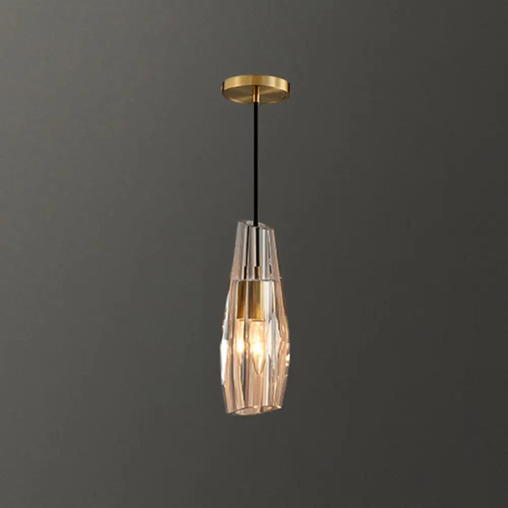 Crystal Block Pendant Light - Simplicity Meets Elegance In This 1-Light Brass Ceiling Fixture /