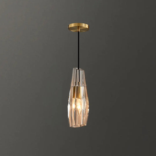 Crystal Block Pendant Light - Simplicity Meets Elegance In This 1-Light Brass Ceiling Fixture /