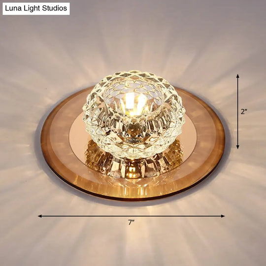 Crystal Bowl Shade Led Flush Mount Ceiling Light - Elegant Simplicity For Entryways Tan / Warm