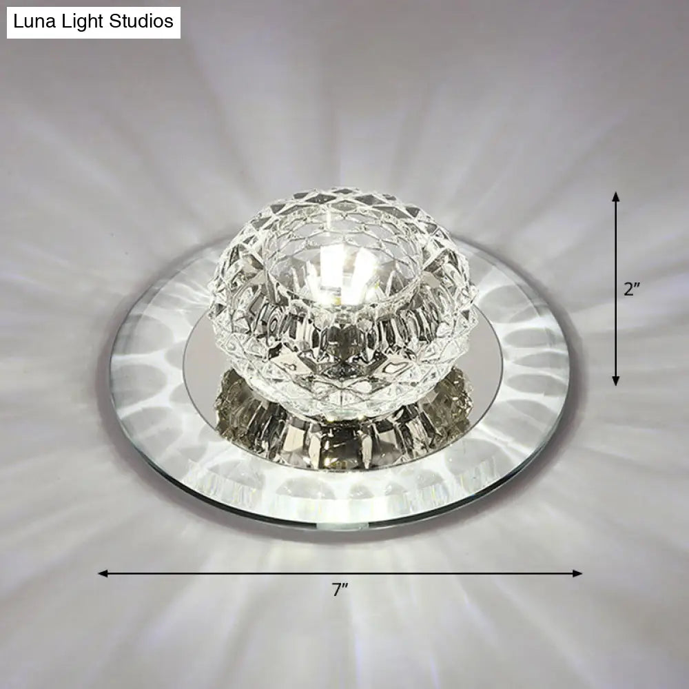 Crystal Bowl Shade Led Flush Mount Ceiling Light - Elegant Simplicity For Entryways Clear / White