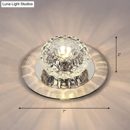 Crystal Bowl Shade Led Flush Mount Ceiling Light - Elegant Simplicity For Entryways Clear / Warm