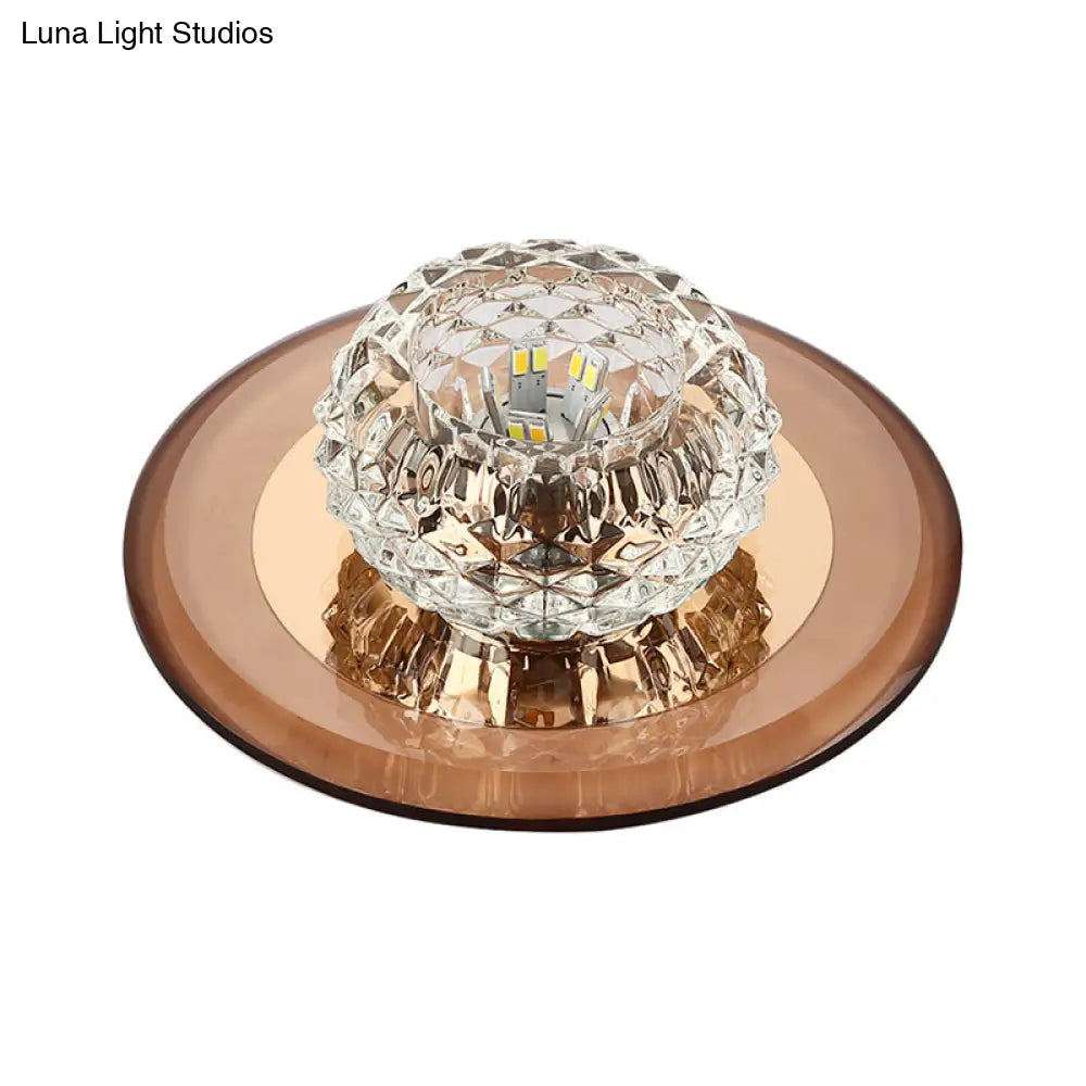 Crystal Bowl Shade Led Flush Mount Ceiling Light - Elegant Simplicity For Entryways