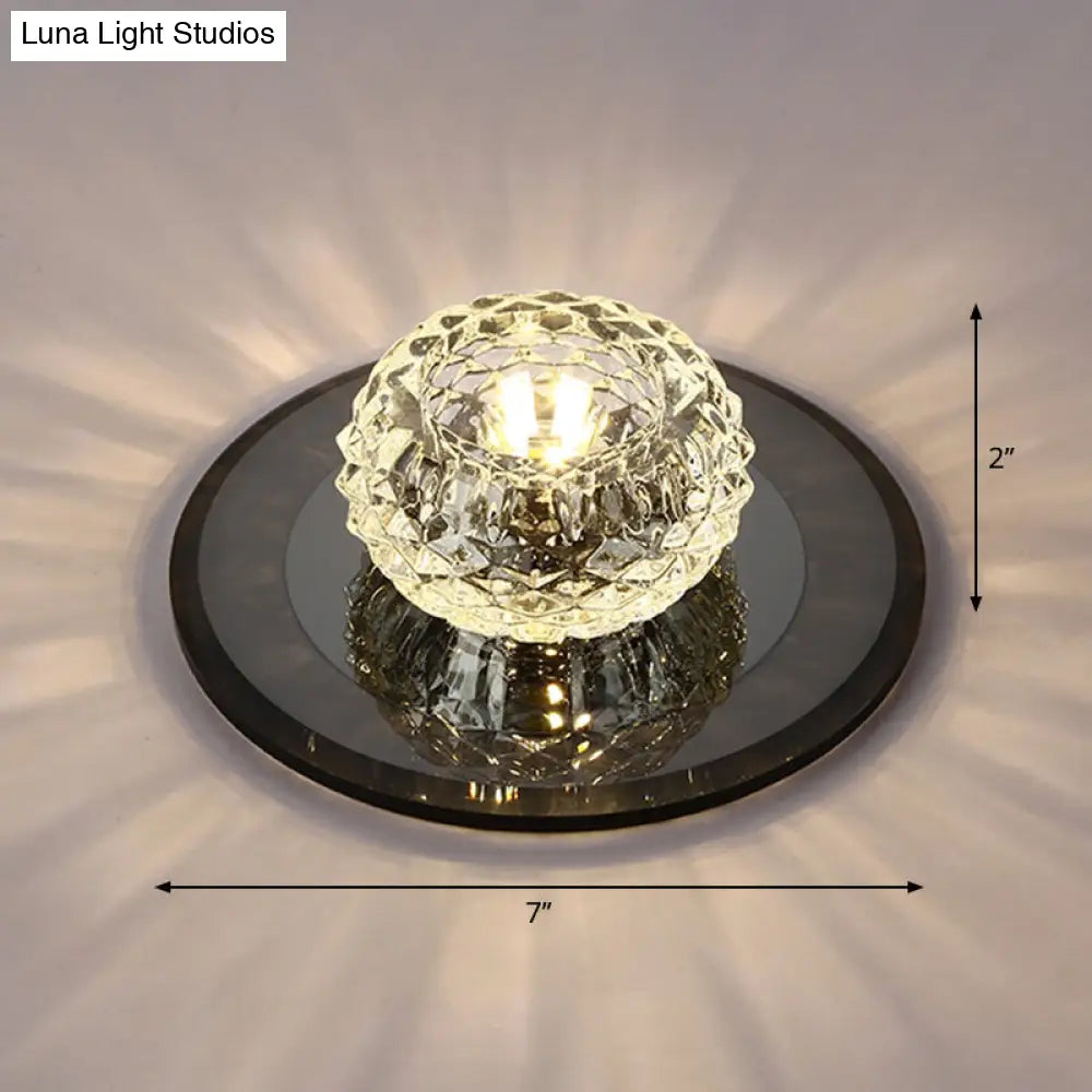 Crystal Bowl Shade Led Flush Mount Ceiling Light - Elegant Simplicity For Entryways Black / Warm